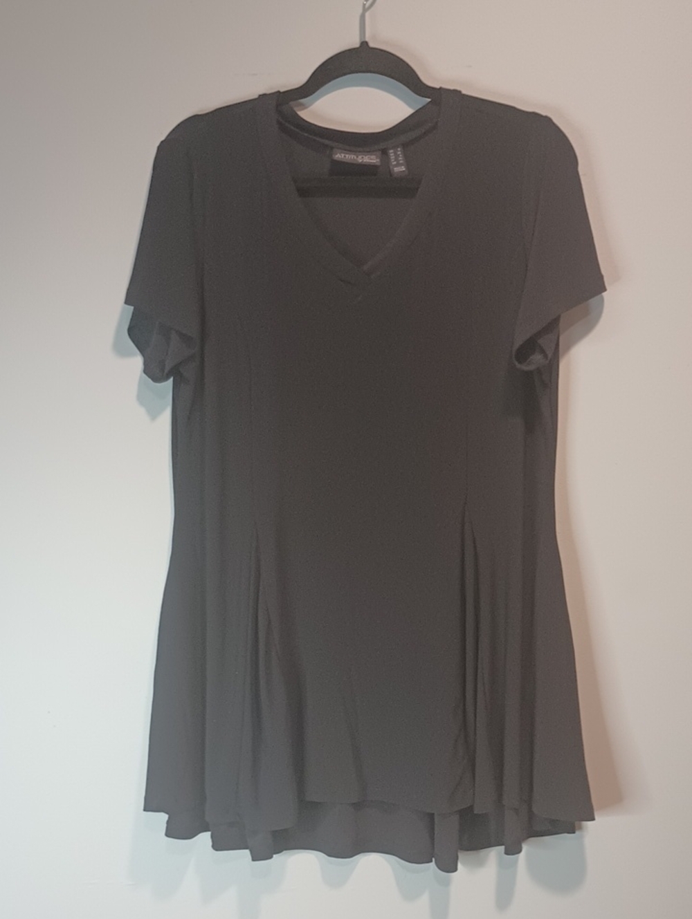 Attitudes by Renee Black V-Neck Short Sleeve Flared Tunic